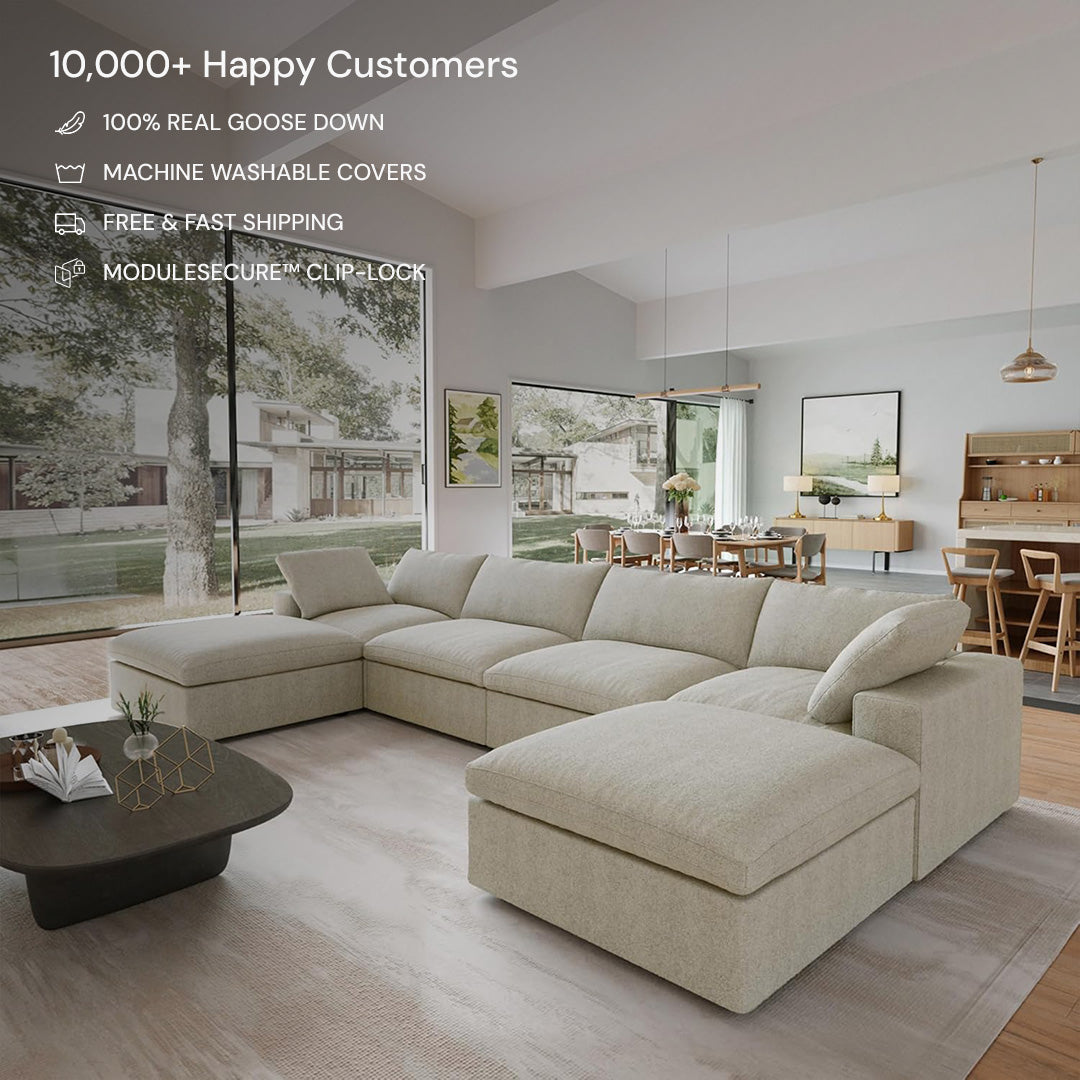 CloudForm™ 4-Seater + Ottoman Modular U-Sofa | Beige