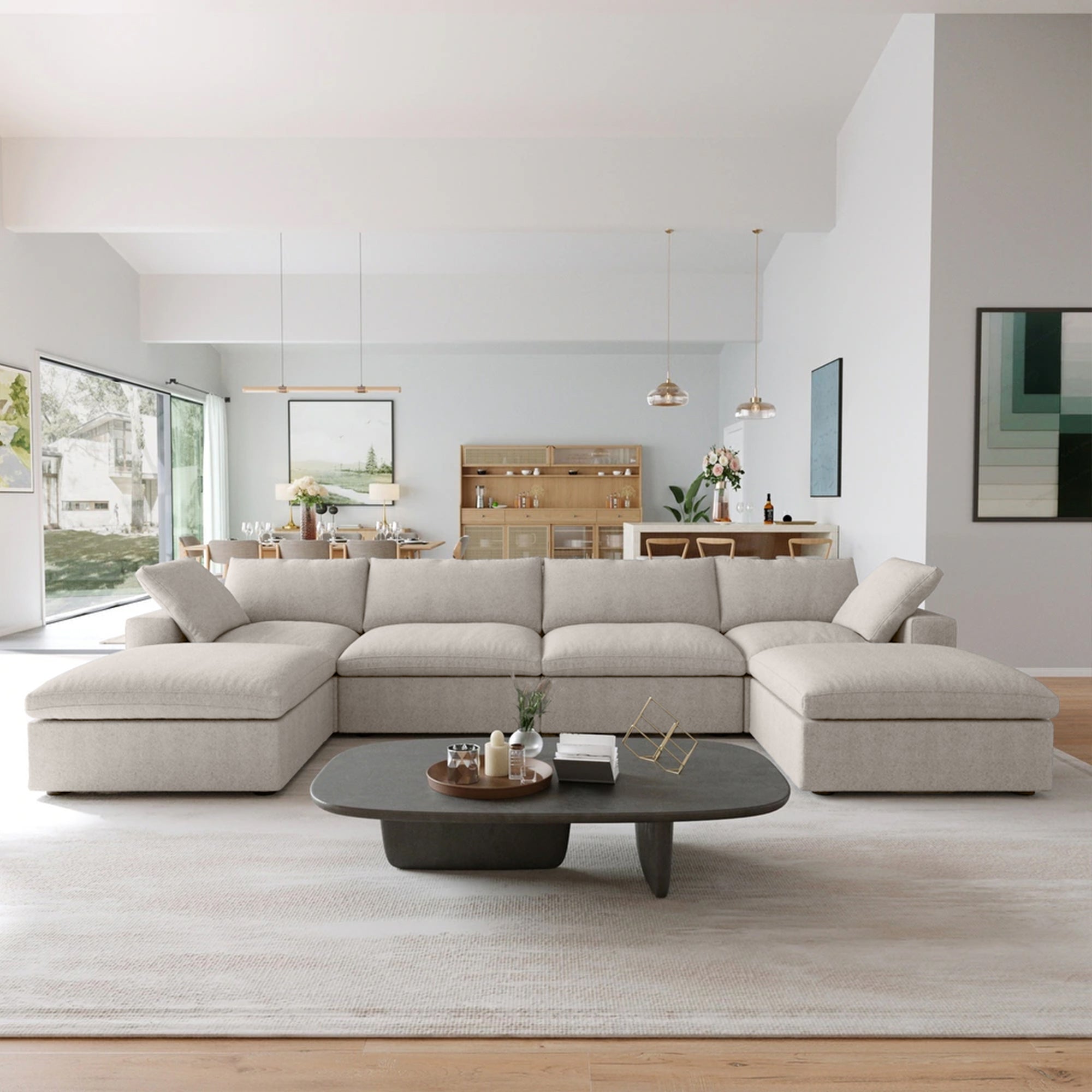 CloudForm™ 4-Seater + Ottoman Modular U-Sofa | Cream