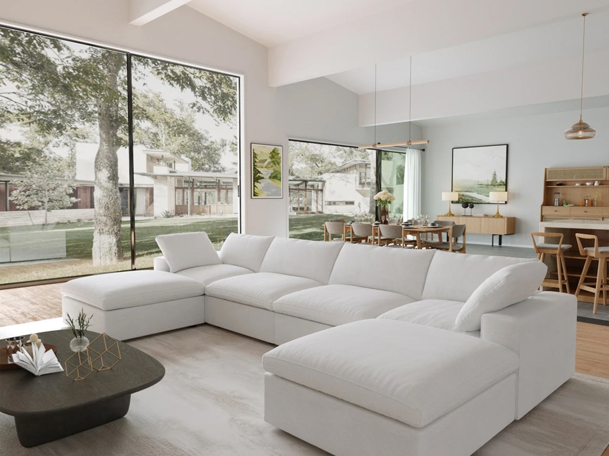 Sofatica® 4-Seater U-Sectional Cloud Couch in White | Performance Fabric - Sofatica  