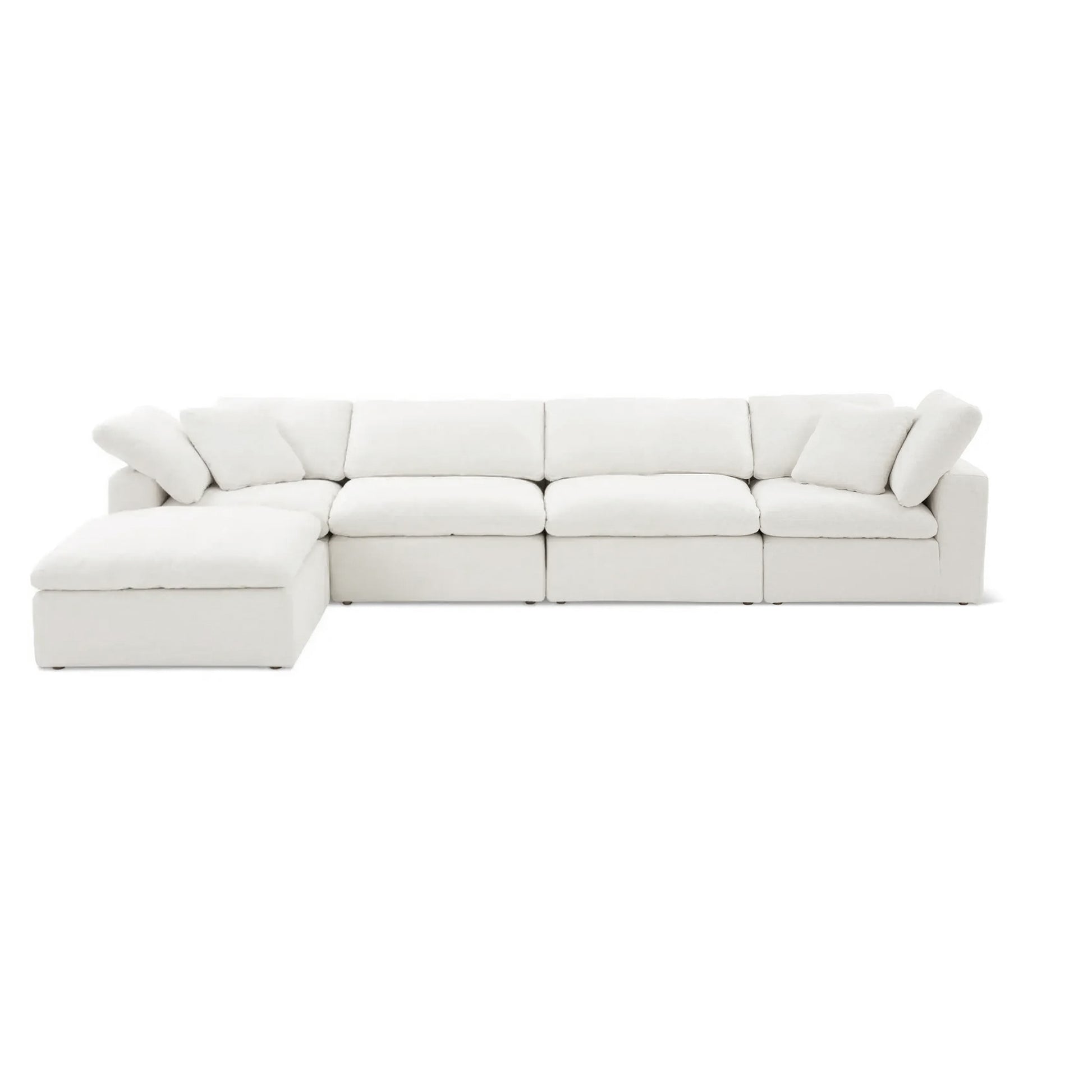 CloudForm™ 4-Seater + Ottoman Modular L-Sofa | White.