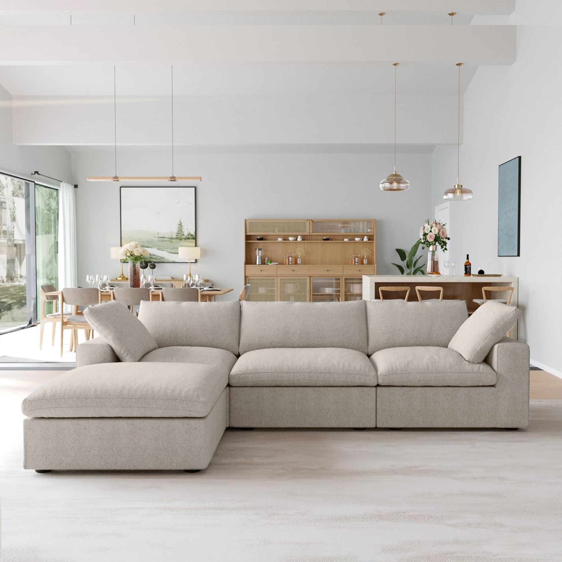 CloudForm™ 3-Seater + Ottoman Modular Sofa | Cream