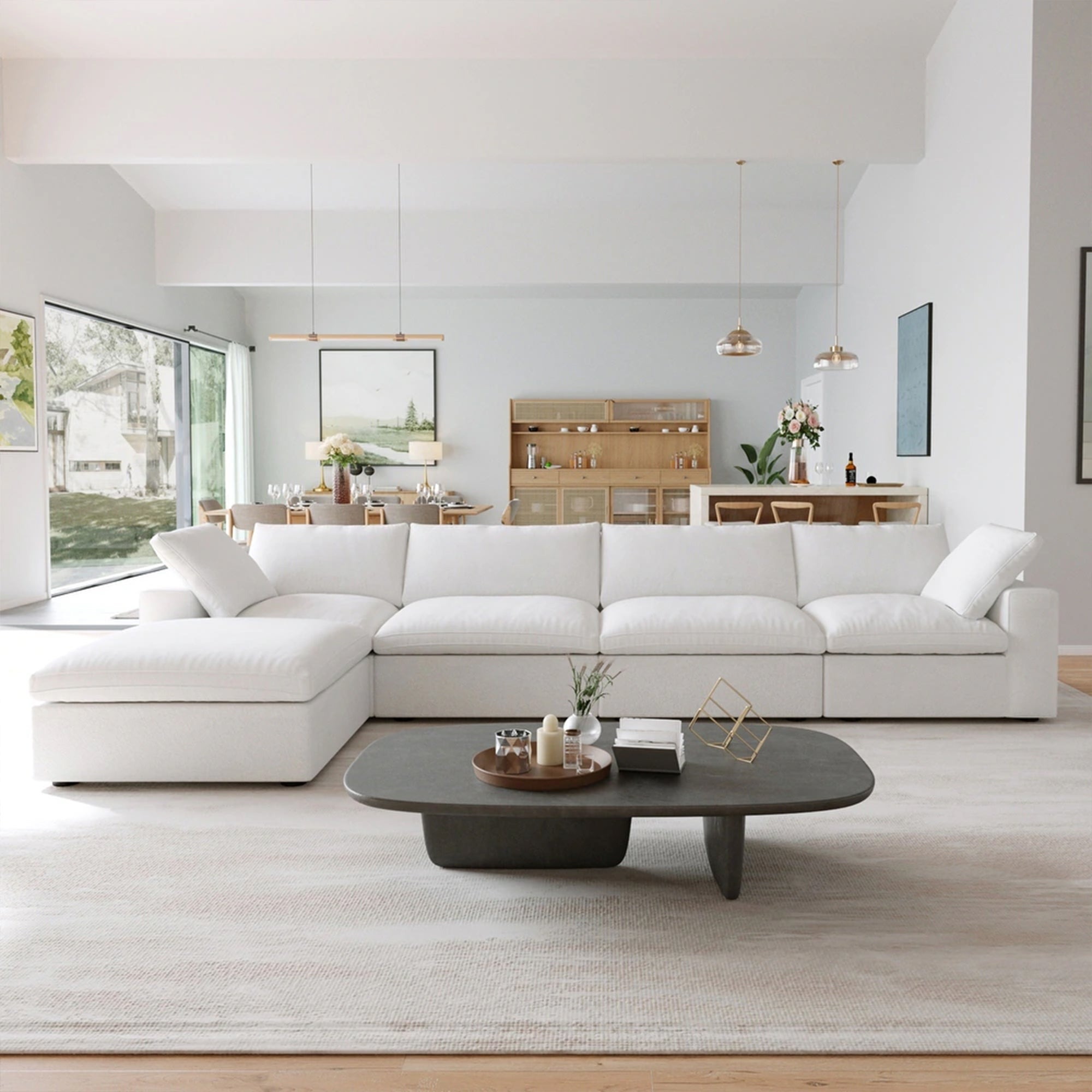 Sofatica® 4-Seater L-Sectional Couch in White | Performance Fabric