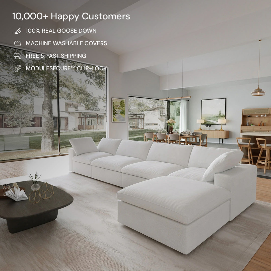 CloudForm™ 4-Seater + Ottoman Modular L-Sofa | White.