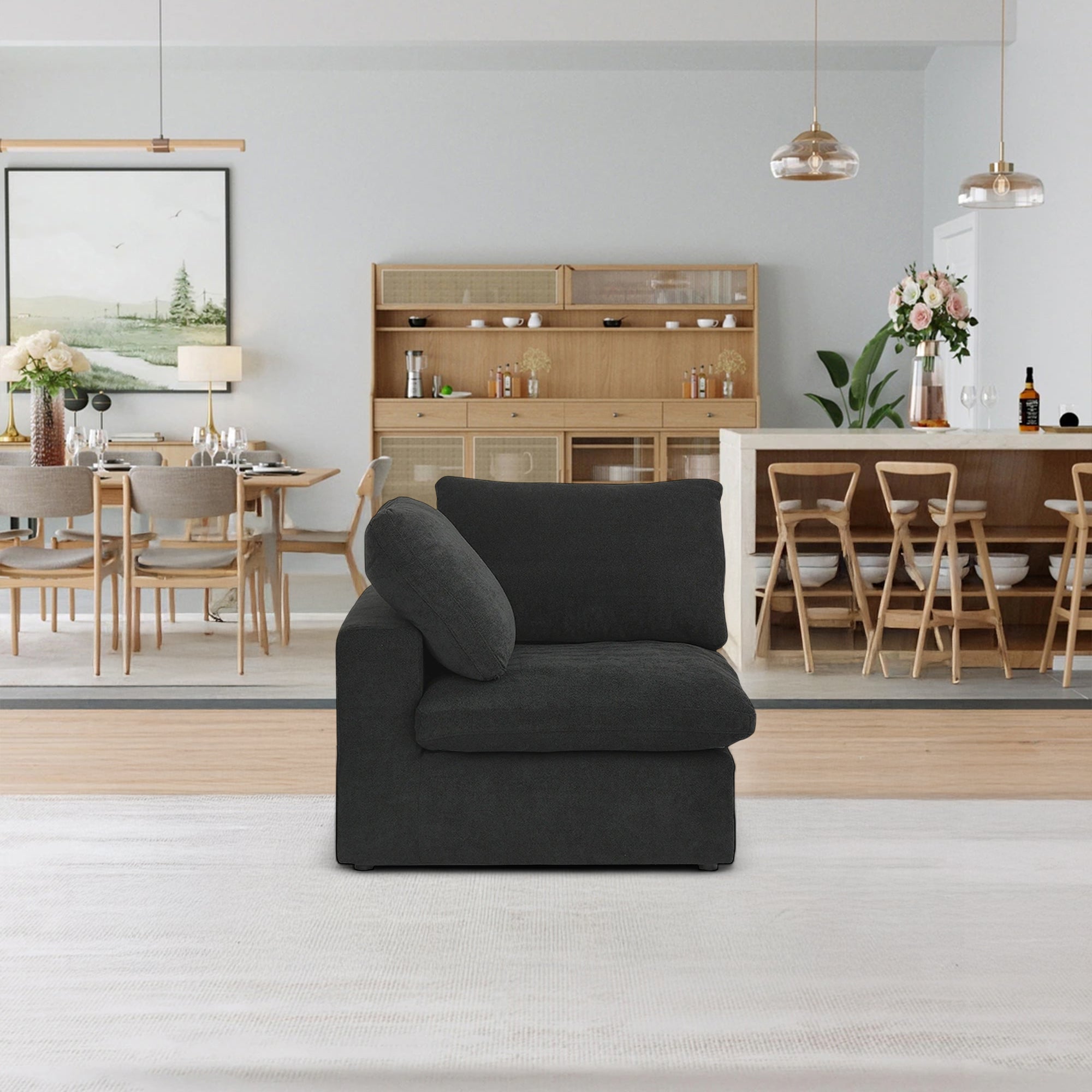 Sofatica® Corner Cloud Couch in Black | Performance Fabric