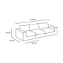 Line drawing of the Sofatica® Modular 3-Seater Cloud Couch in Black | Performance Fabric, handcrafted with a solid birch wood frame. Dimensions: 120.47”W x 40.16”D x 23.23”H; each seat section is 40.16” wide.