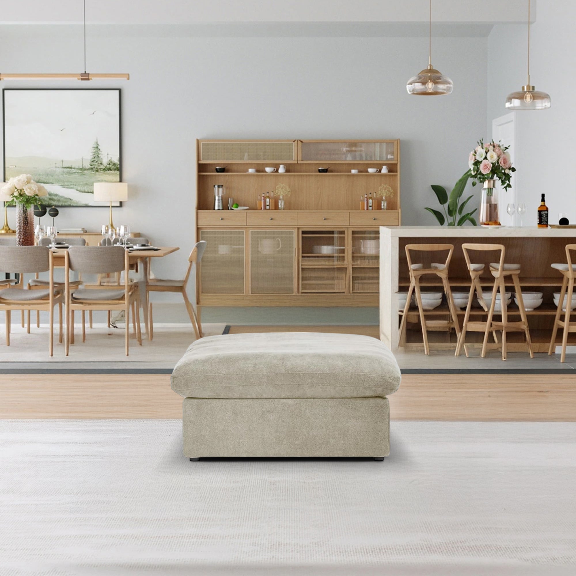 Sofatica® Cloud Couch Ottoman in Beige | Performance Fabric