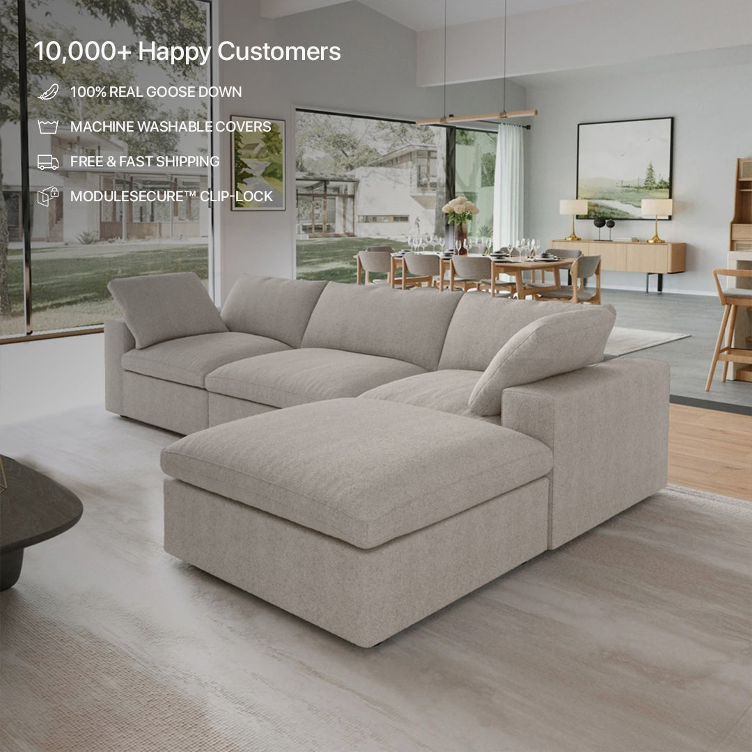 CloudForm™ 3-Seater + Ottoman Modular Sofa | Cream