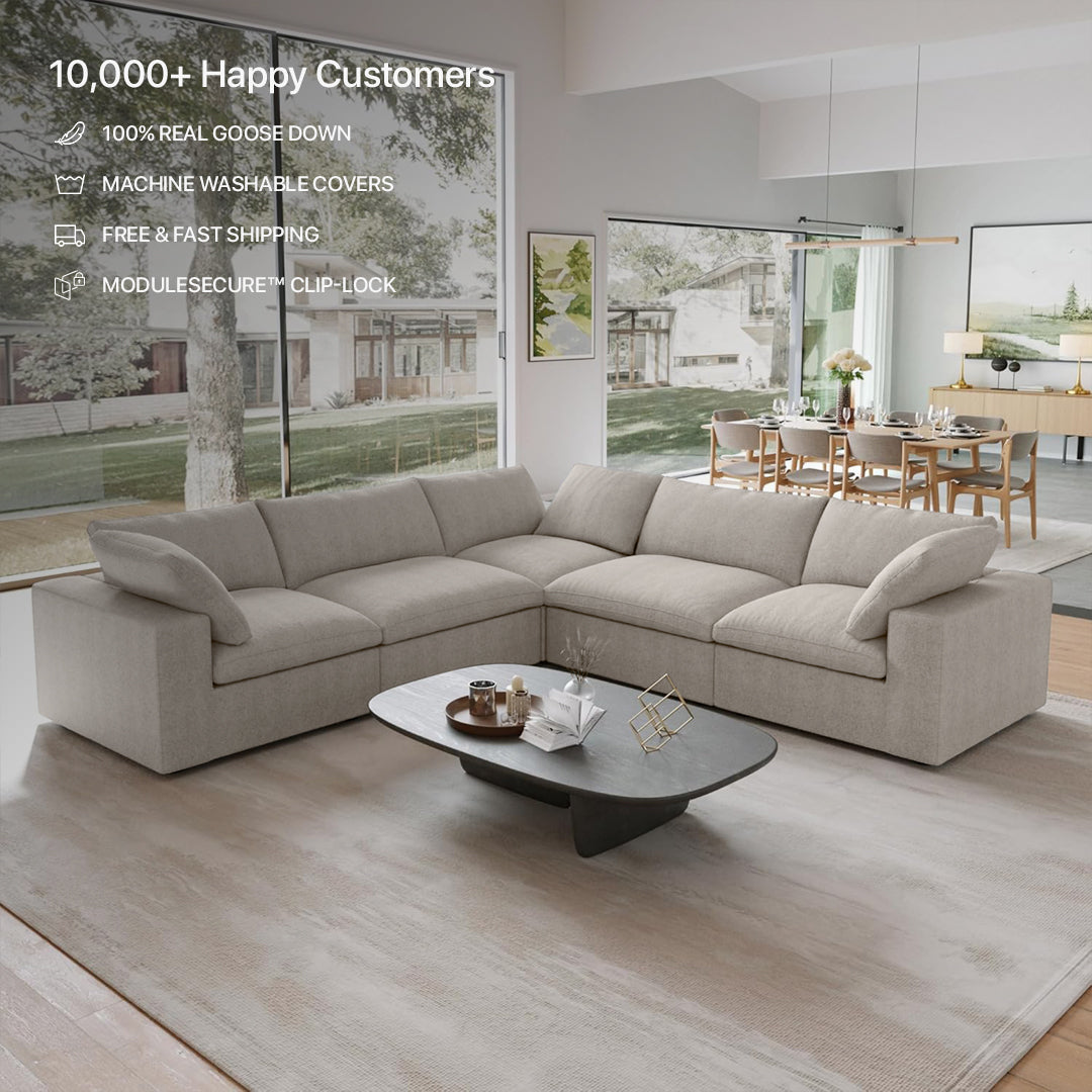 CloudForm™ 5-Seater Modular L-Sofa | Cream